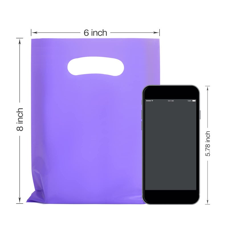 Umikk 100 Pcs Small Plastic Gift Bags, 6"x8" Party Bags for Kids Birthday, Small Plastic Bags with Handles, Party Favor Bags for Easter, Christmas, Valentine's, Craft Show, Wedding, 10 Color - Image 3